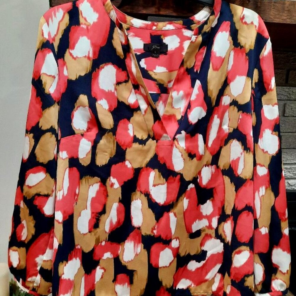 J Crew Women's Career Blouse Mixed Media Size Large